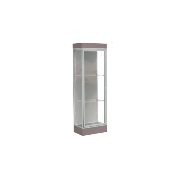 Waddell Display Case Of Ghent Edge Lighted Floor Case, Harbor Back, Satin Frame, 6" Morro Zephyr Base, 24"W x 76"H x 20"D 91LFHB-SN-MZ - main